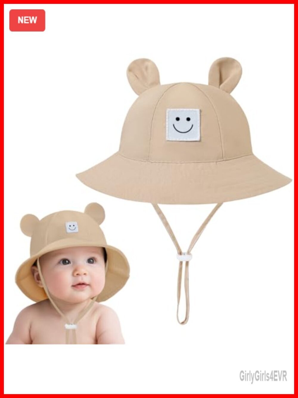 Baby Toddler Bucket Hat Sun Protection Wide Brim UPF 50+ Cotton Adjustable Chin